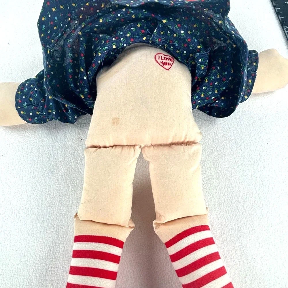 Vtg Raggedy Ann Doll Stuffed Plush Toy Red Hair Blue Dress 80s Collectible 19